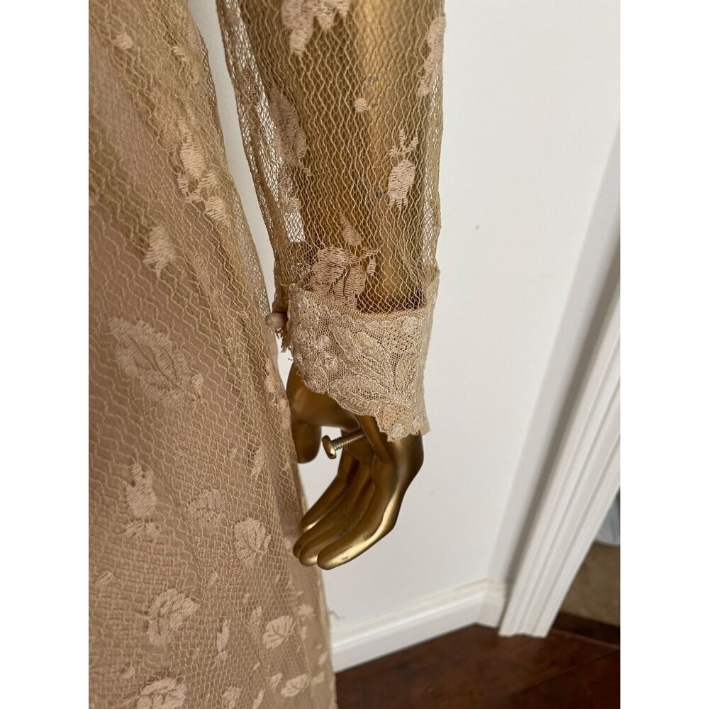 Vintage Rina Di Montella Sheer Lace Dress With Embroidered Floral Sequins Size 6 - Picture 9 of 16